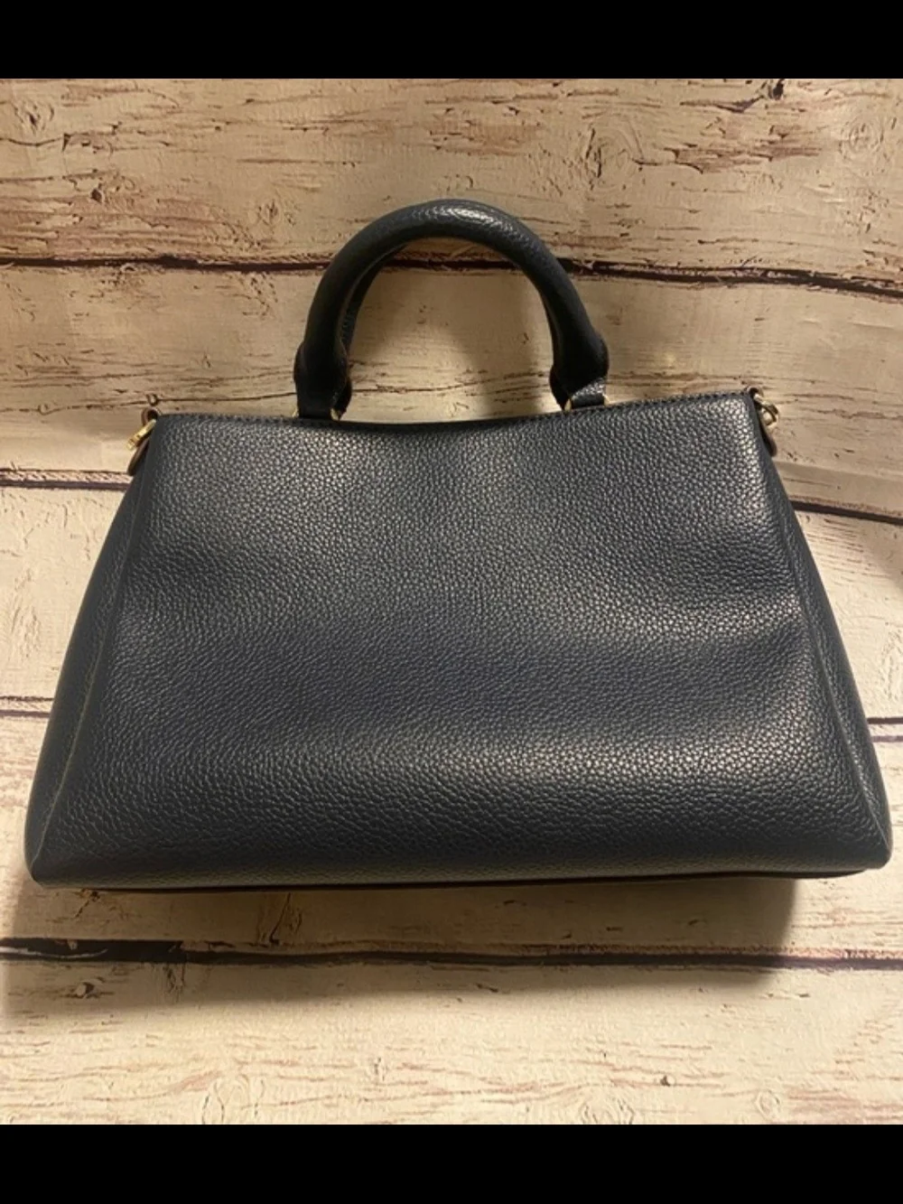 DKNY Navy Pebbled Leather Satchel